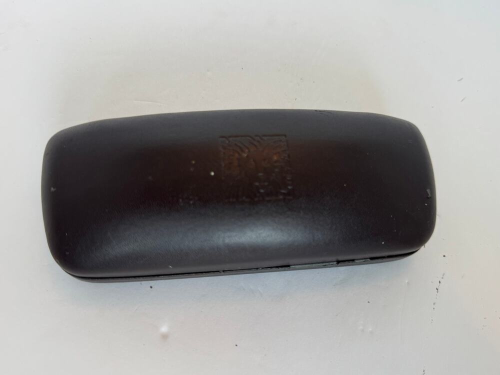 Anne Klein Dark Brown Hardshell Sunglass Case with Black Eyewear Cord